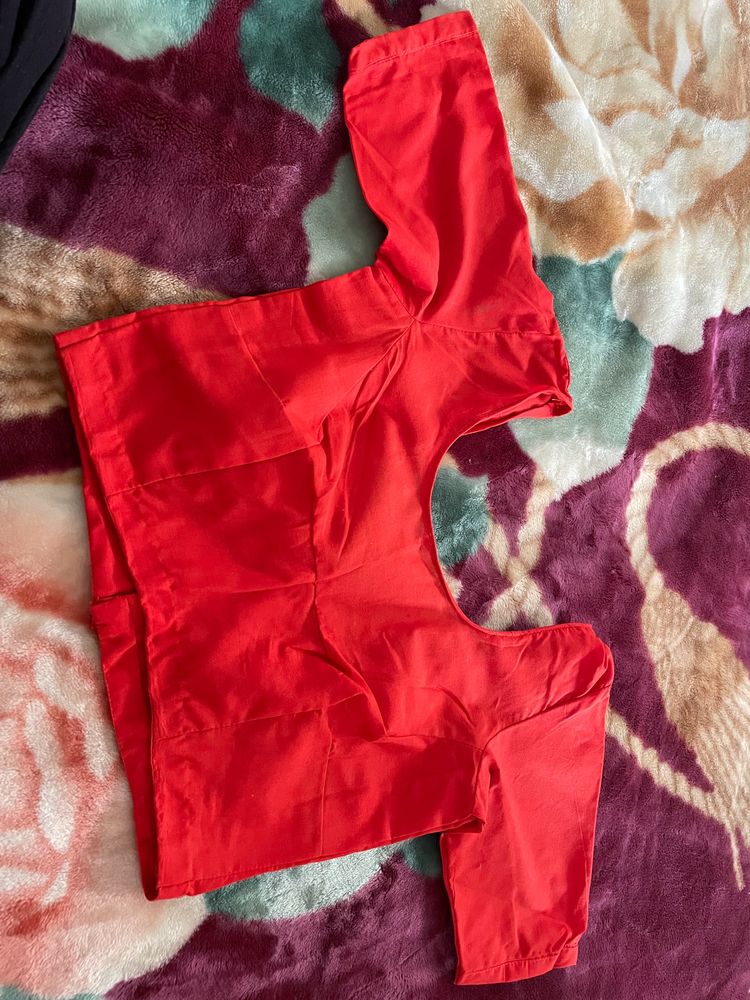 Four Tucks Red Blouse