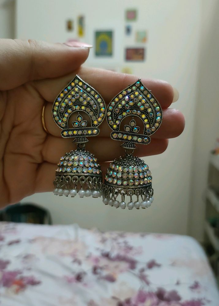 Multicolored Oxidised Jhumkas