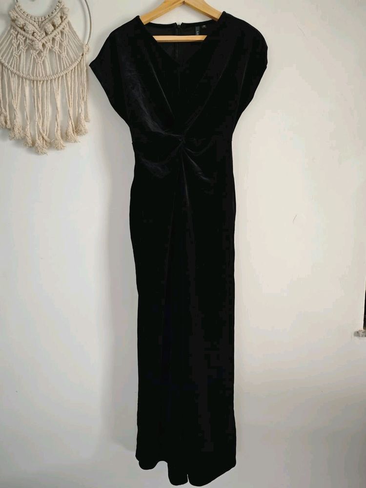 Westside Black Velveteen Knotted Jumpsuit