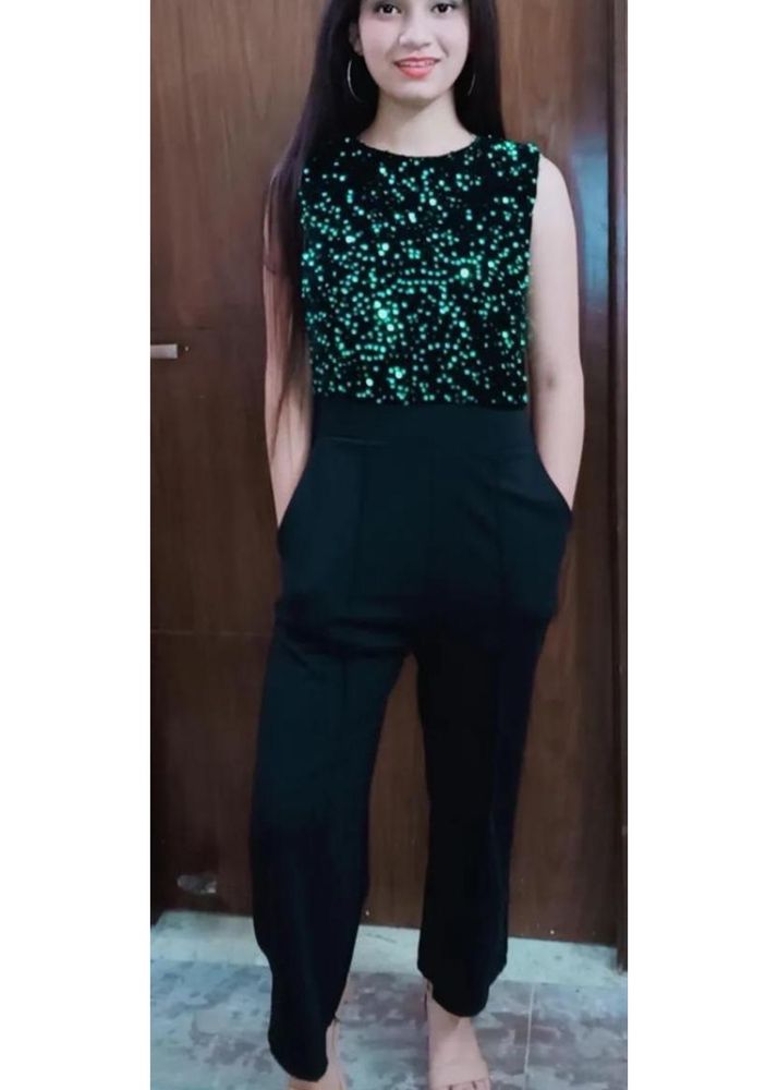 GREEN SEQUENCE JUMPSUIT