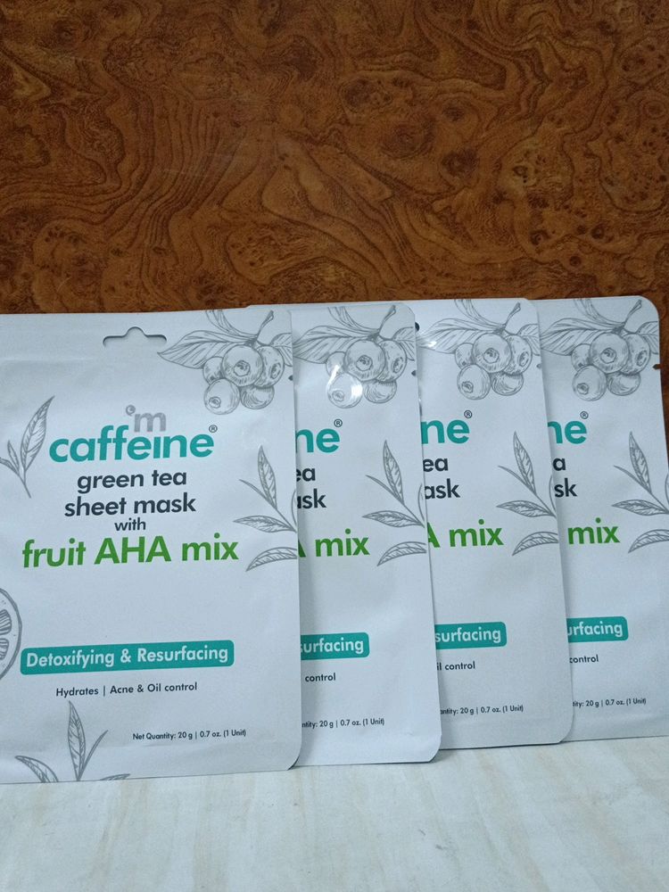 Combo Of 4 Mcaffeine Green tea Sheet Mask