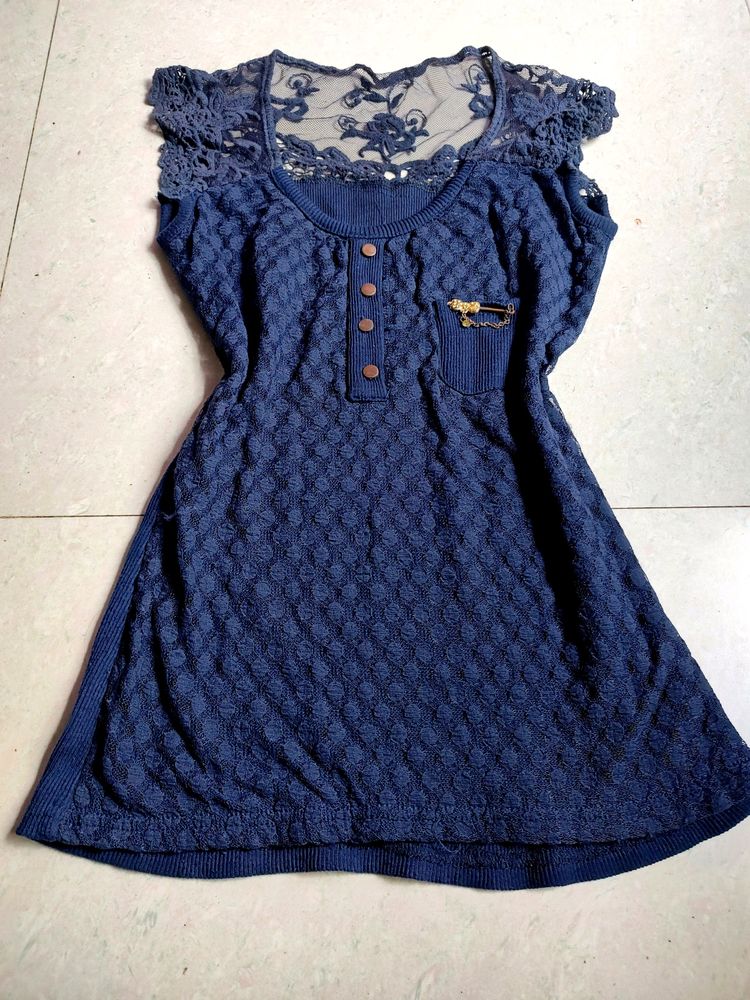 Dark Blue Sleeveless Top