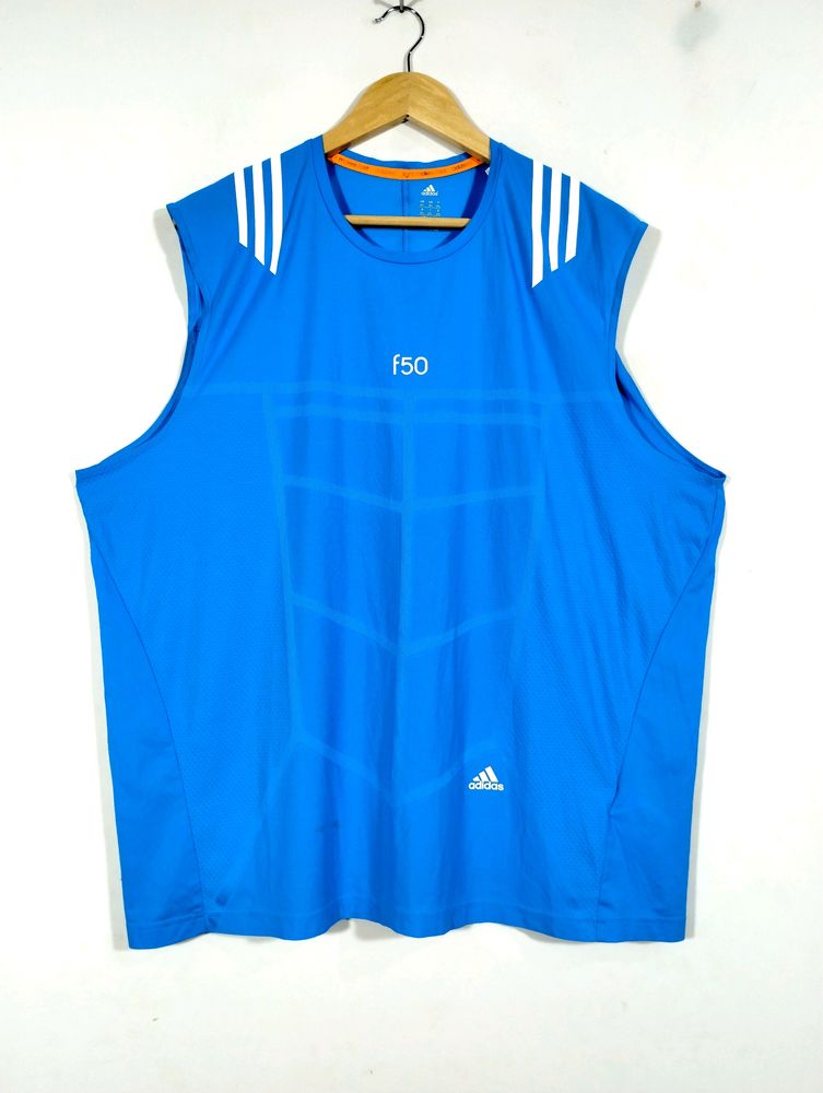 Adidas Blue Printed Sleeveless T-Shirt (Men)