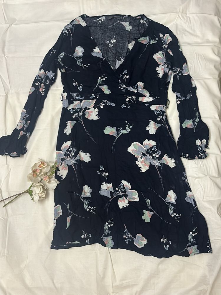 Navy Blue Floral Dress