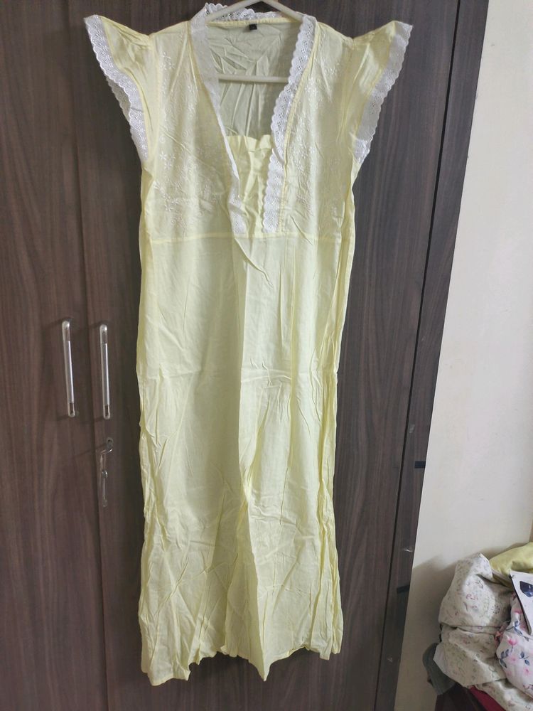 Brand New Lemon Yellow Cotton Nighty