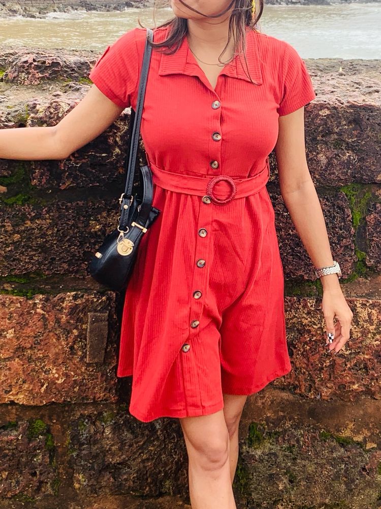 Red Button Up Dress