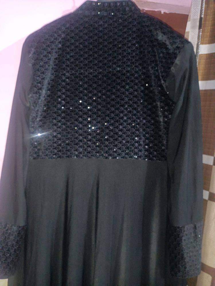 WOMEN'S(LYCRA)FLARE BLACK ABAYA