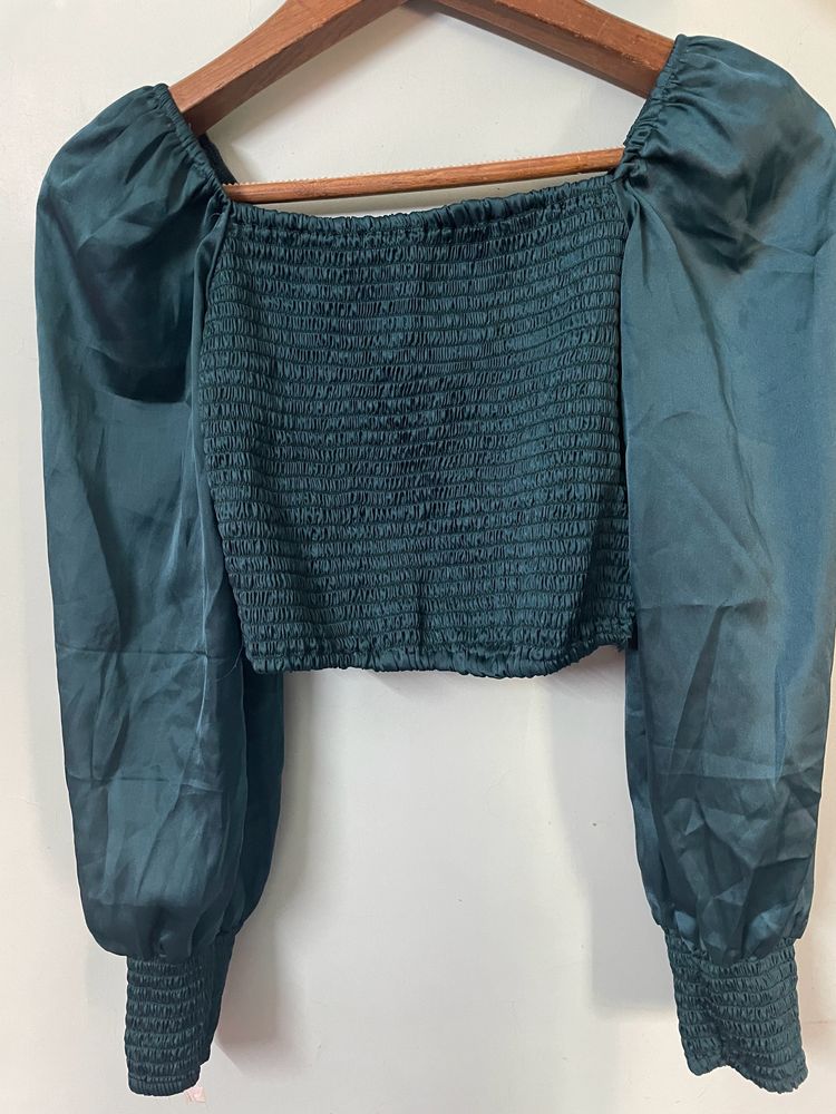 Sea Green Satin Crop Top❌