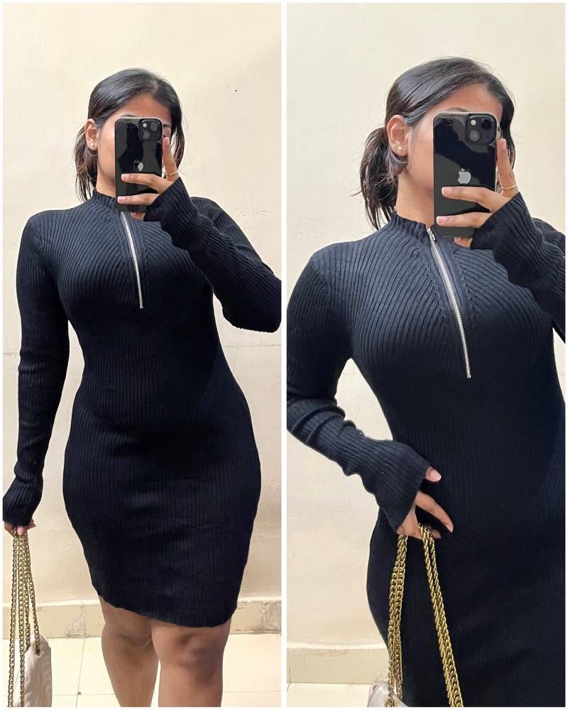 Black Zipper bodycon dress