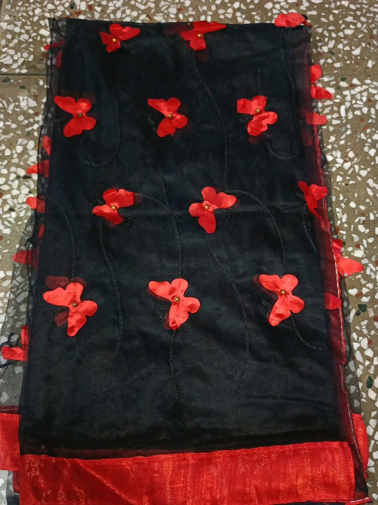 Red Black Colour Saree Butterfly 🦋 dizine