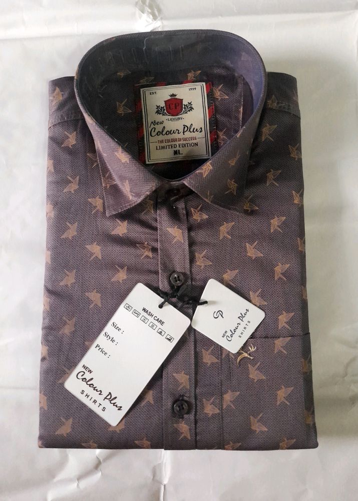 Men's Printed Casual Purple Shirt Cotton Formal XL