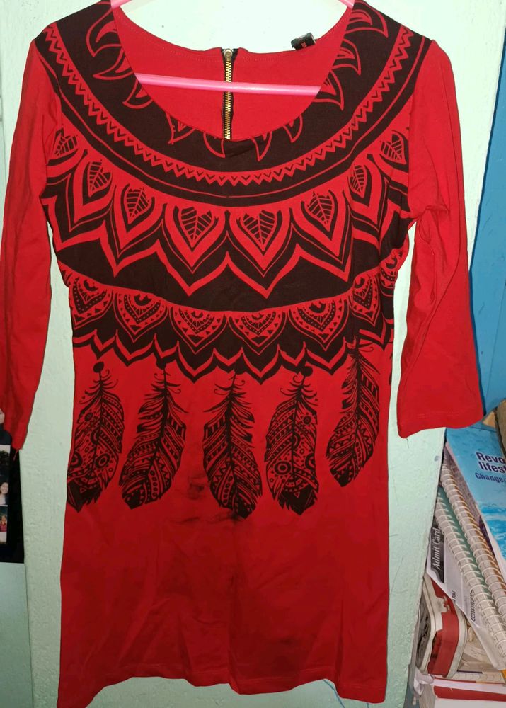 Red Black Kurti Top For Women & Girls