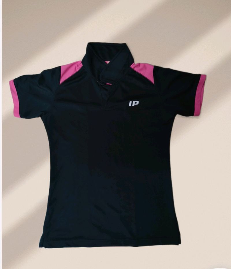 Sport T-shirt In Pink And Black Colour, Bust Size Is 34 And Length Is 24.5