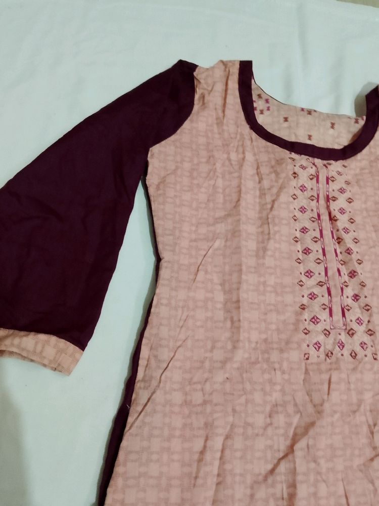 Wine Cotton Kurta