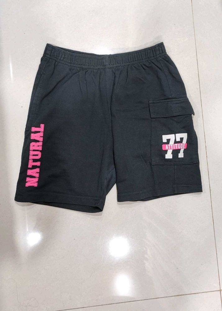 Black Shorts With Pink Details