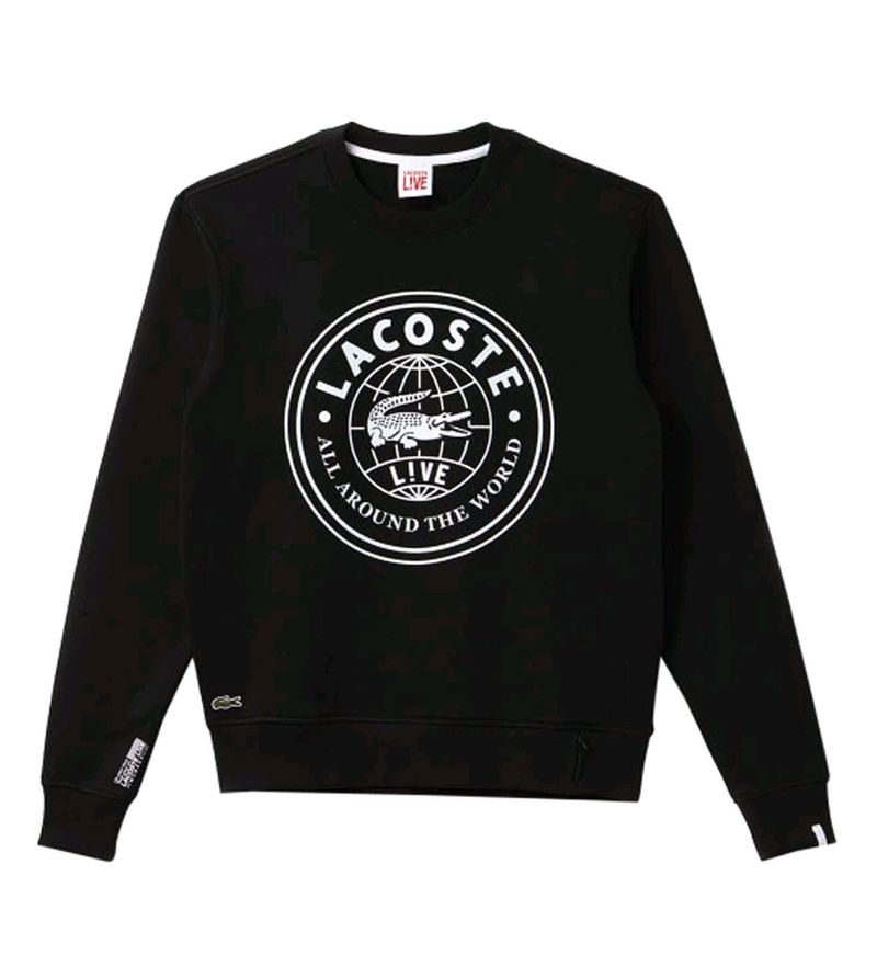 LACOSTE BLACK REGULAR FIT LOGO SWEATSHIRT