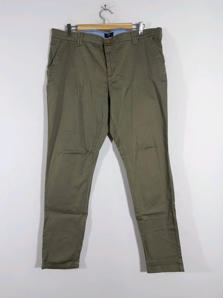 Olive Green Casual Slim Fit Trousers(Women's)