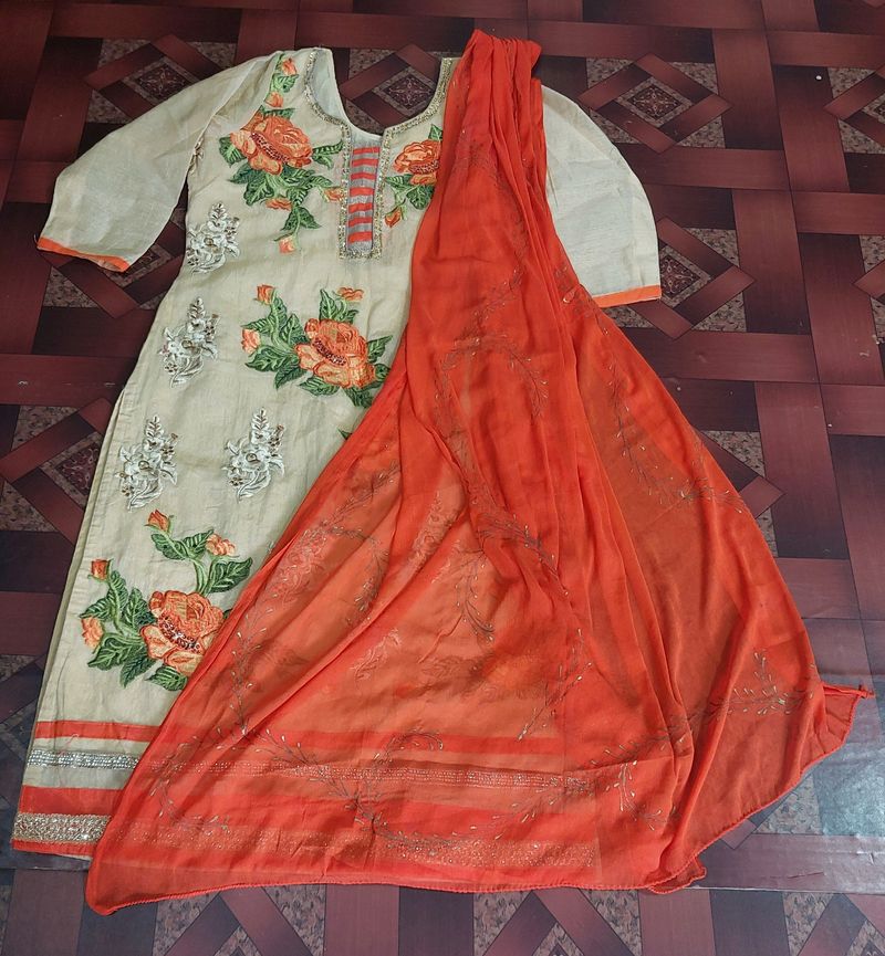 Price Drop For TodayTissue Silk  Kurti With Chunni