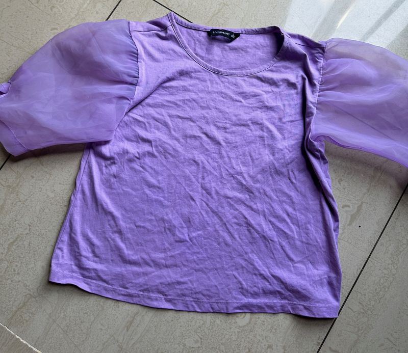 Lavender Super Cute Puff Hand Top