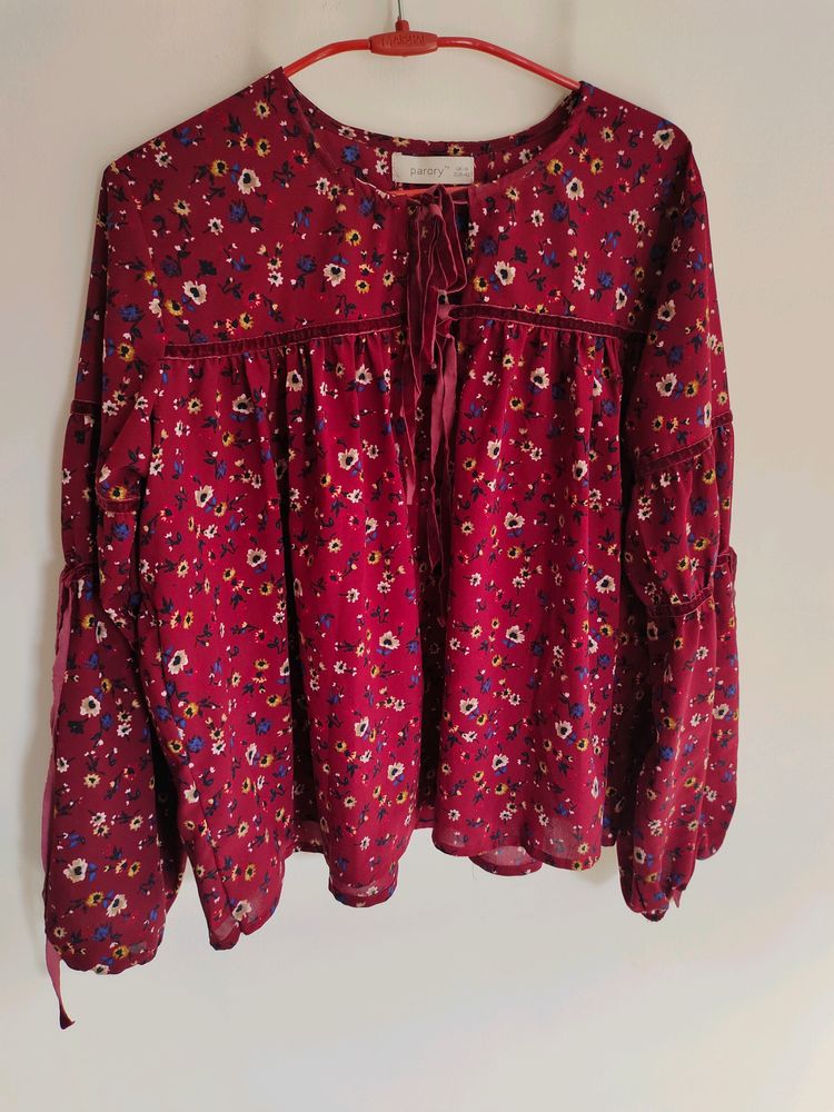 Gorgeous Maroon Floral Top