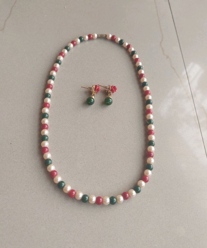 Multicolor Single Layer Pearl Jewelry Set