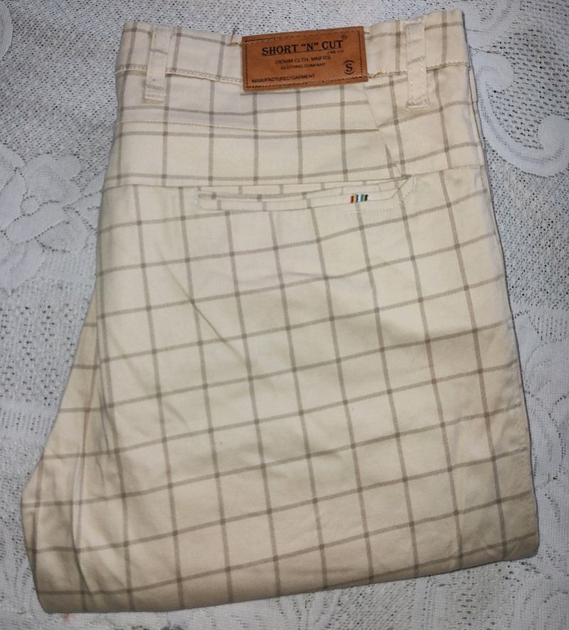 Cream Checked Print Pant (Mens)