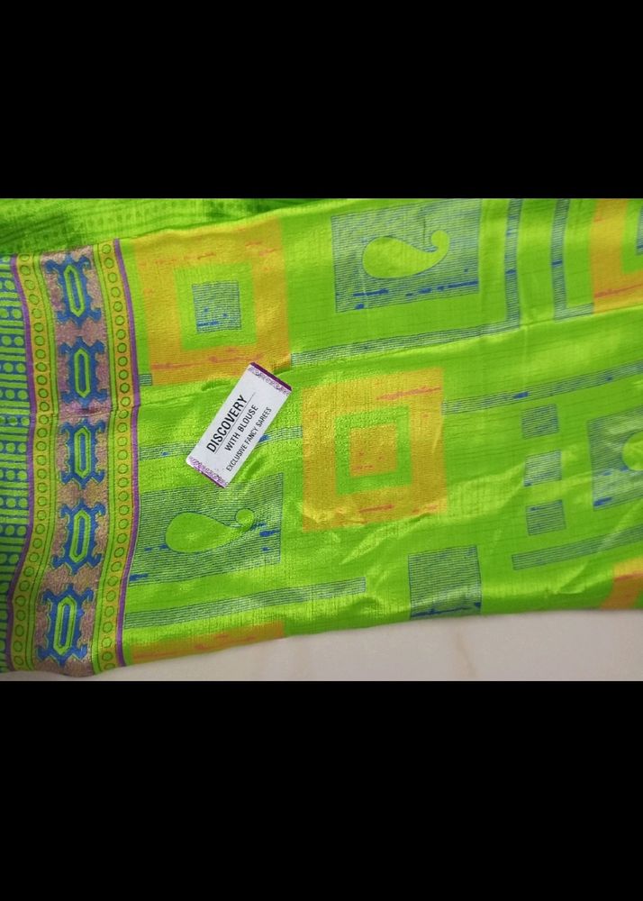 Parrot Green Butter Silk Saree