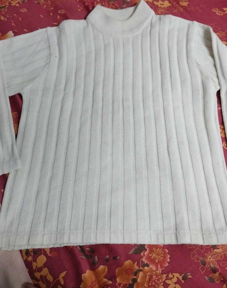 White High Neck Sweatshirt For Mens