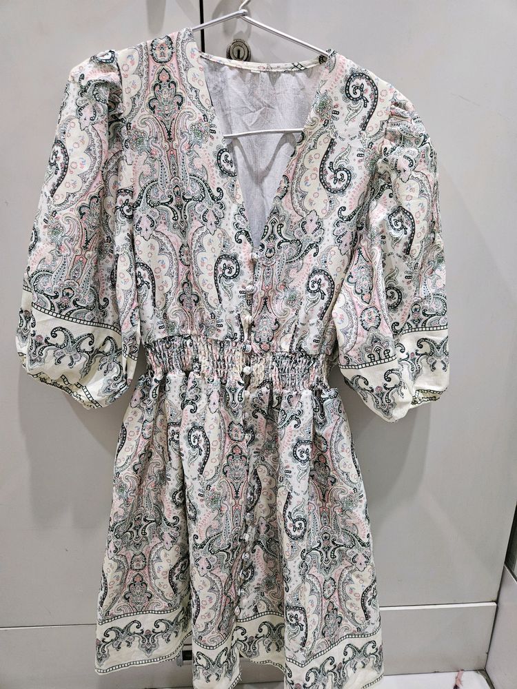 Cream Printed Dress