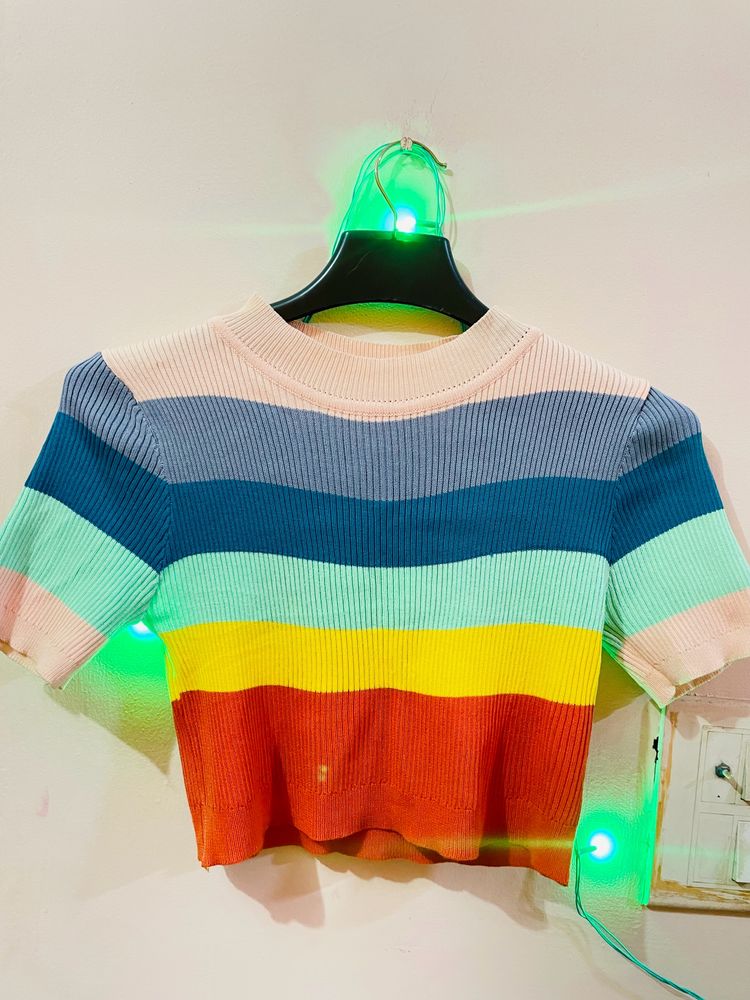 hot rainbow/ Multicoloured Crop Top