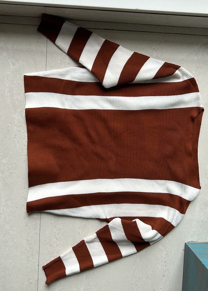 Brown top with white stripes