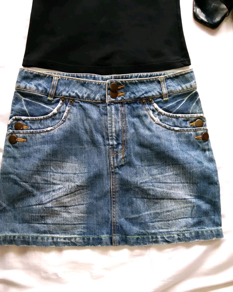 Cute Blue Denim Skirt