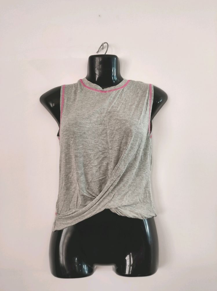 Tarama Grey Solid Crop Top ( Women)