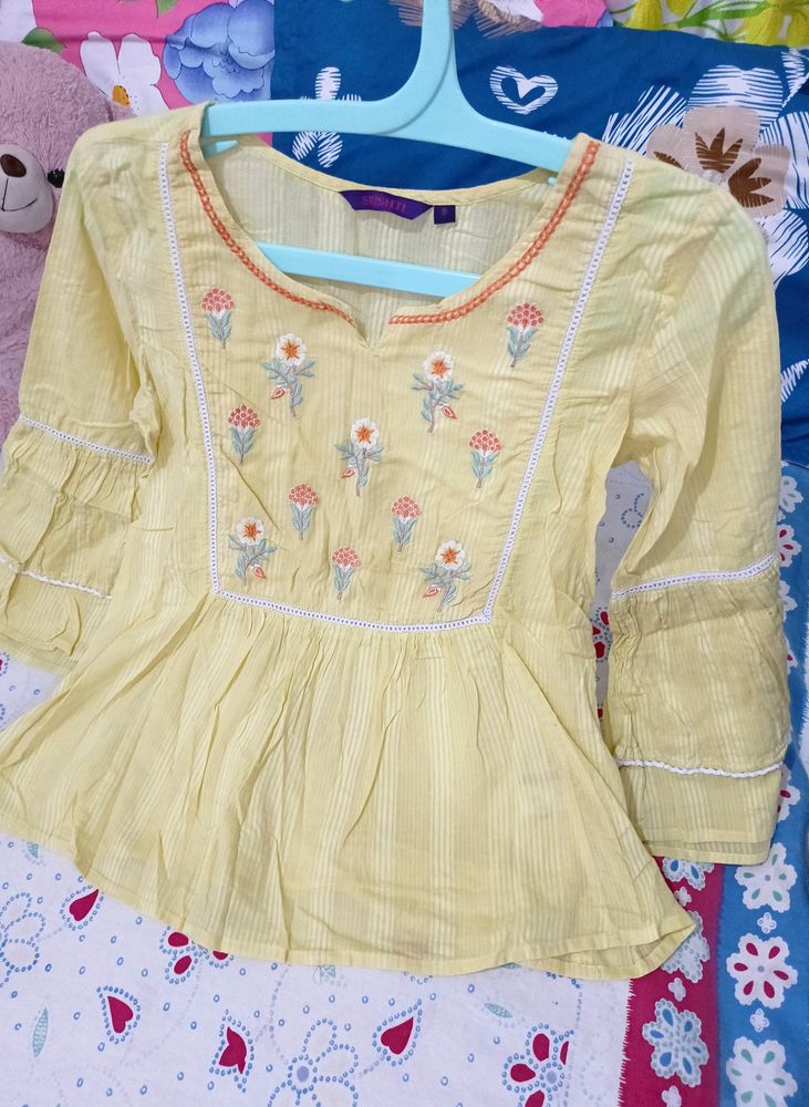 Cotton Yellow Branded Top