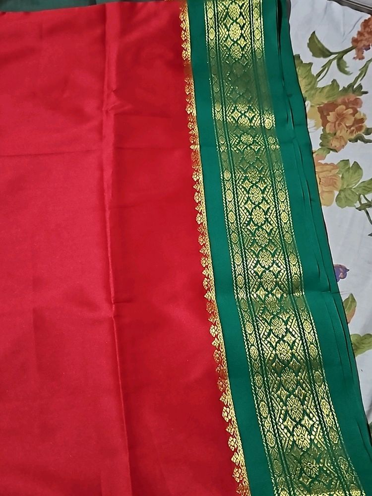 WDiwali Dhamaka Sale!! Red Saree With Green Bor