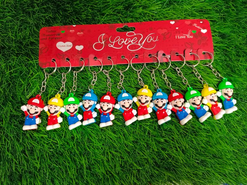 Set Of 12 Super Mario Keychains