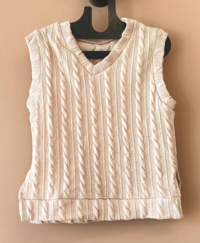 Beige Knitted Pinterest Vest