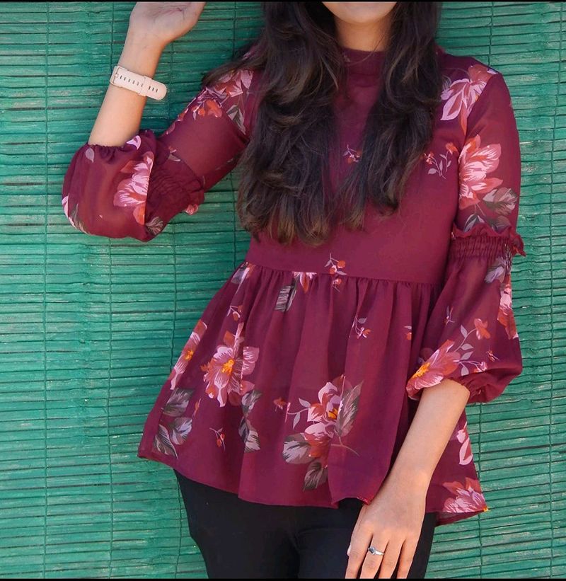 Cute Floral Peplum Top