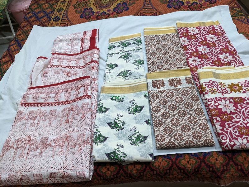 Pure Kerala Cotton Sarees