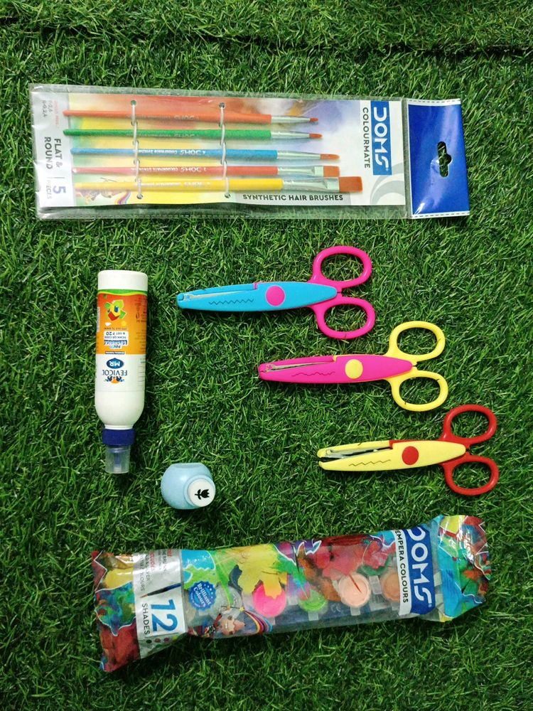 Combo Of Water Colore, Brush Set, Scissors