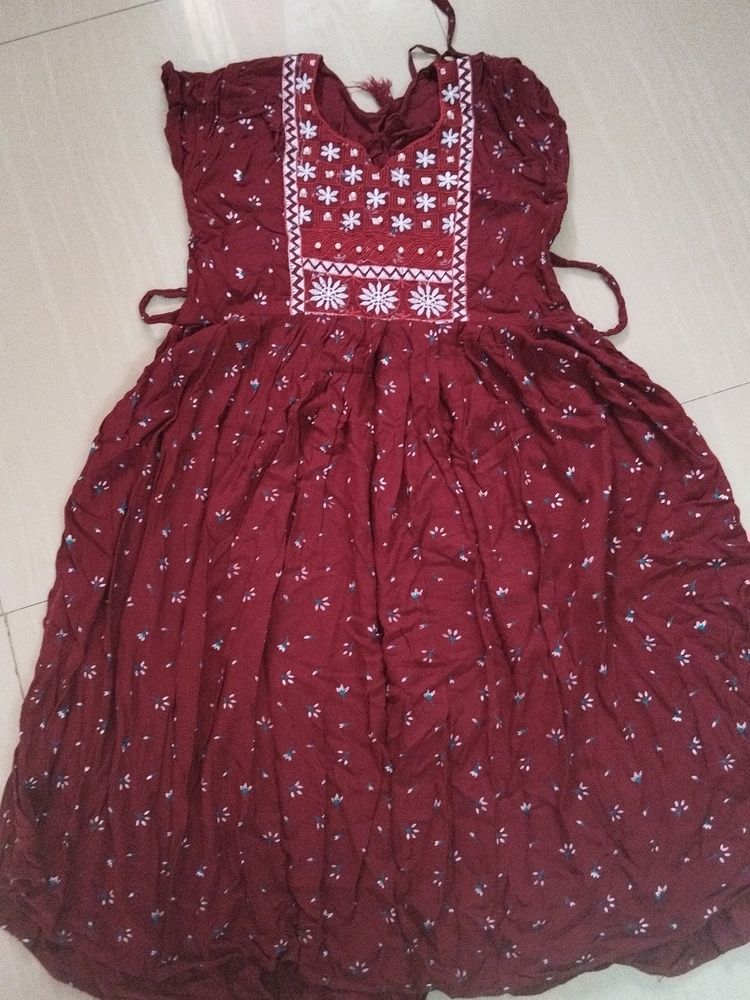 Maroon Anarkali Top