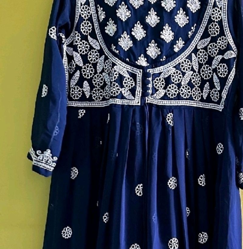 Navy Blue Embellished Anarkali Kurta