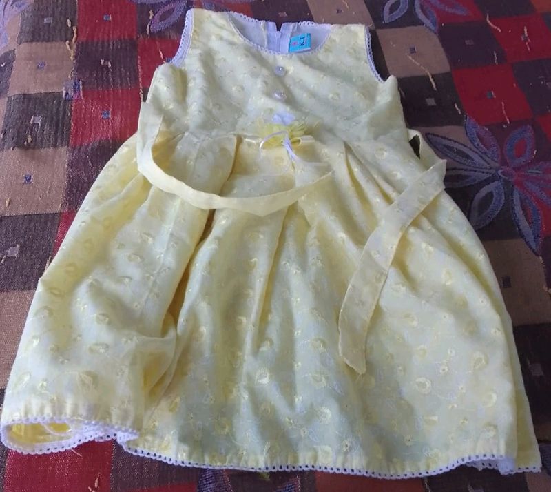 (Free Delivery) Yellow  Dresses For Baby Girl