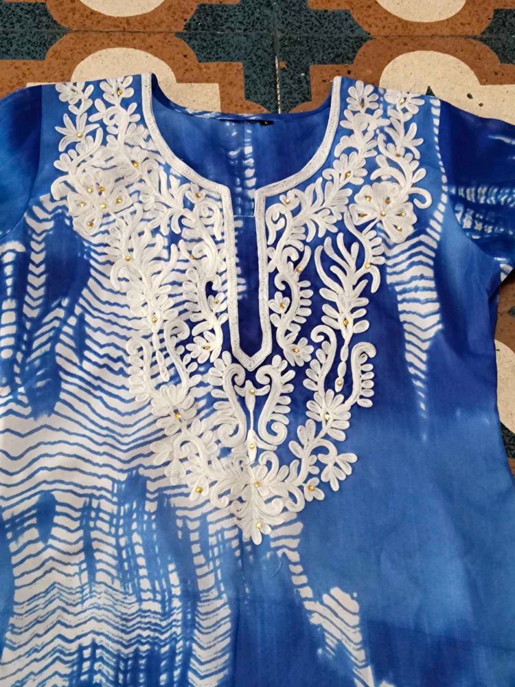 Blue Embroidery Kurti