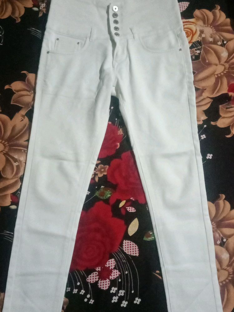 Lotus White High Waist Jeans