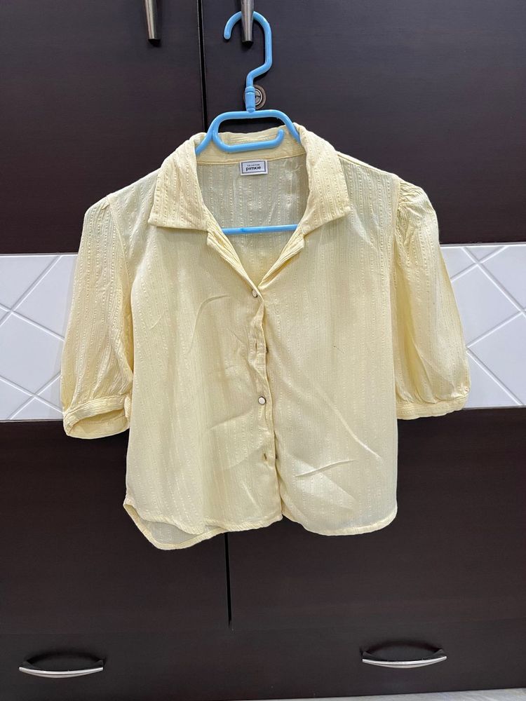 Light Yellow Crop Shirt