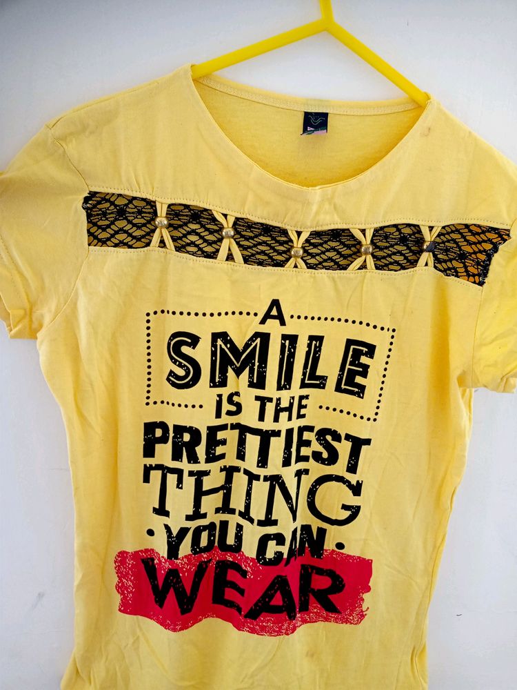 Women's Yellow Tshirt With Thought