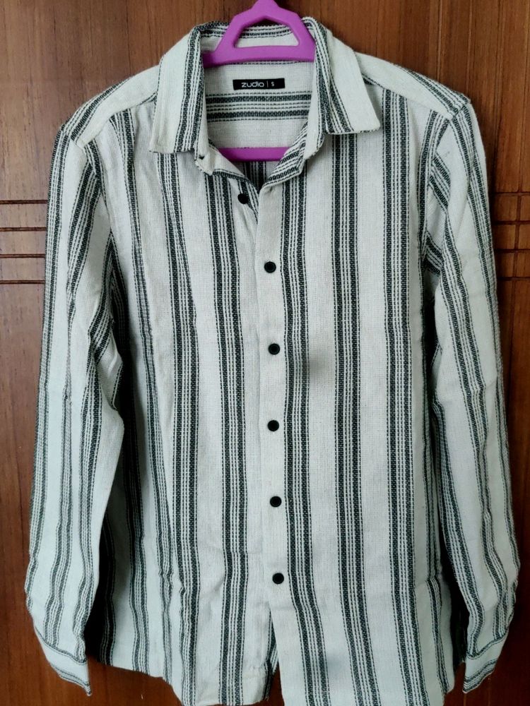 White With Black Stripes Casual Shirt