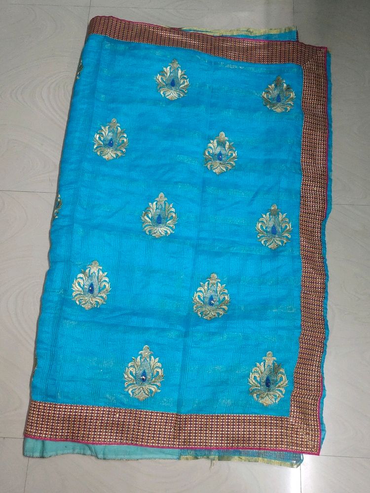 Sky Blue Colour Fancy Saree