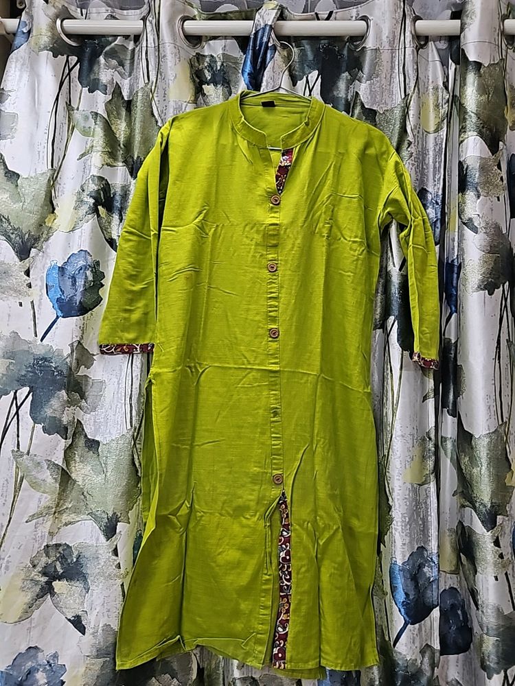 Leaf Green Cotton Kurta